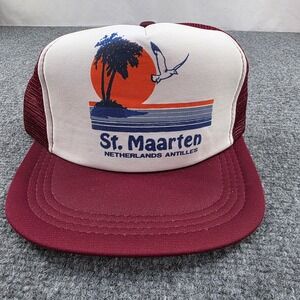 St Maarten Netherlands Antilles Tropical Beach Sunset Seagull Foam‎ Trucker Hat